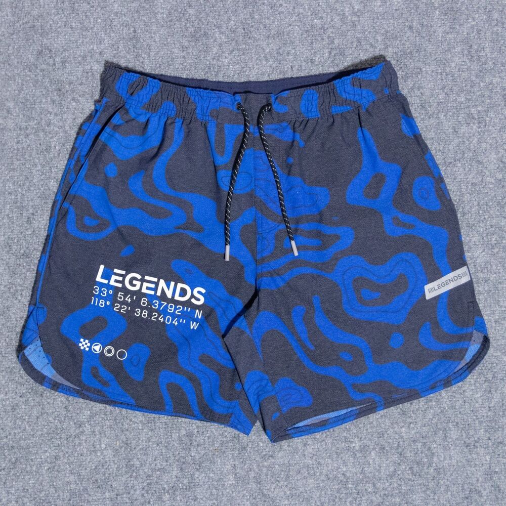 Legends Luka Shorts 7" Blue Camo Unlined Performance Stretch Athletic Gym Large